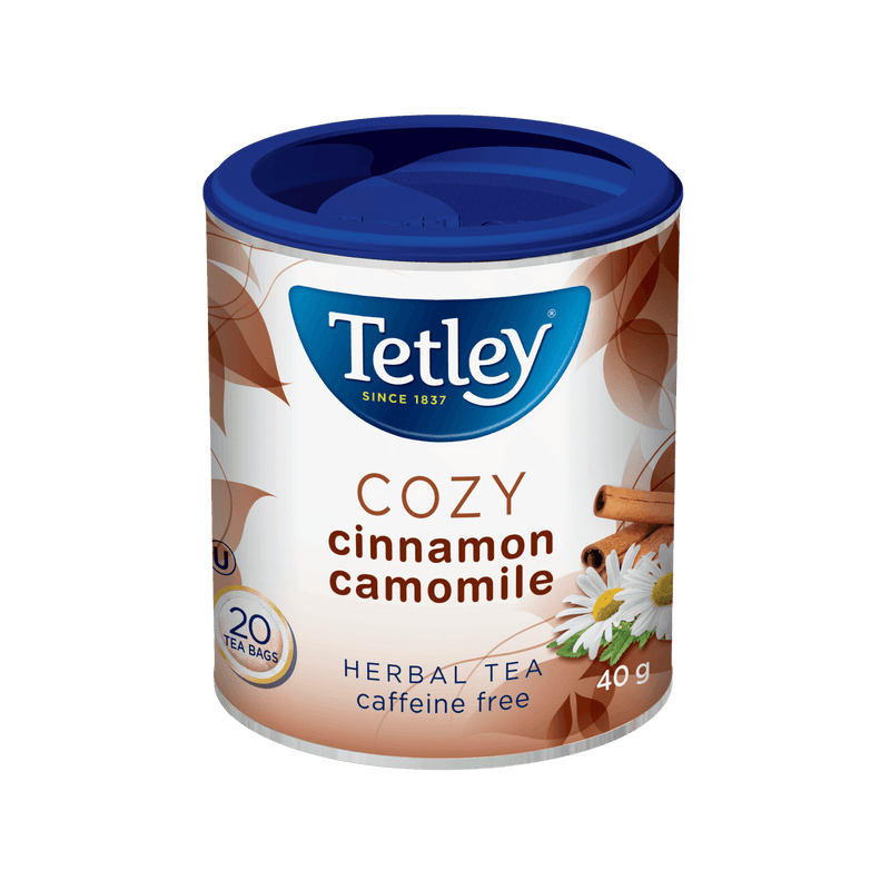 Cozy Cinnamon Camomile canister with 20 tea bags. 