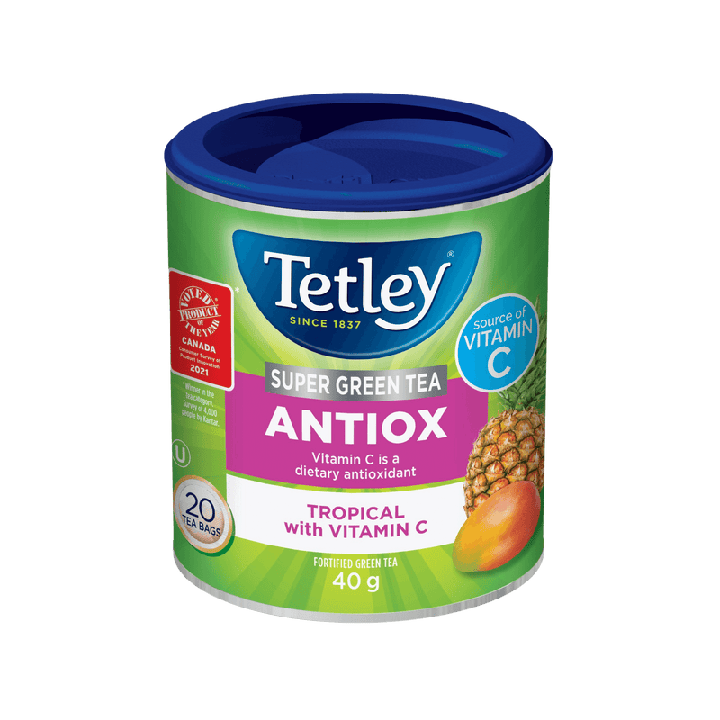 Super Green Antiox canister with 20 tea bags. 