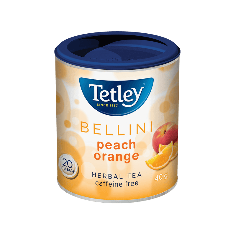 Bellini Peach Orange canister with 20 tea bags. 