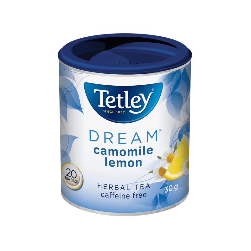 Dream Camomile Lemon canister with 20 tea bags. 