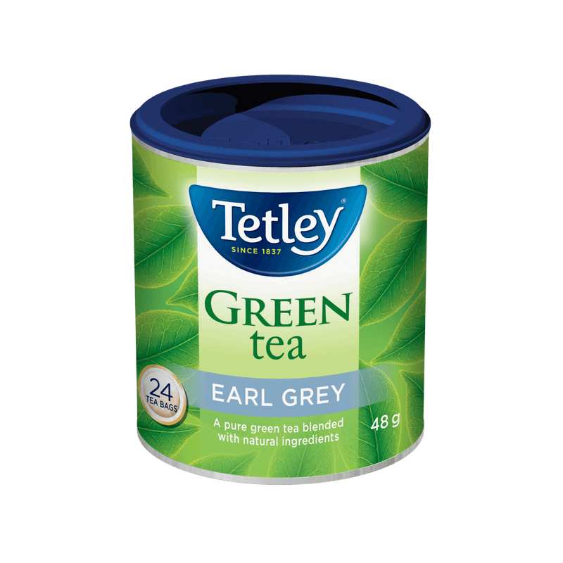 Earl Grey Green tea canister with 24 tea bags. 