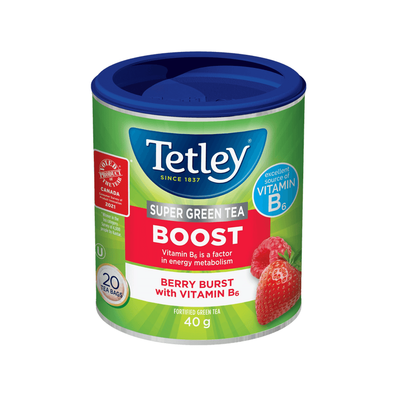 Super Green Boost canister with 20 tea bags. 