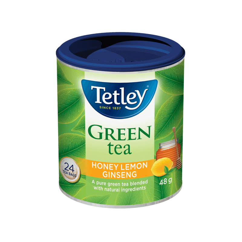 Honey Lemon Ginseng Green tea canister with 24 tea bags. 