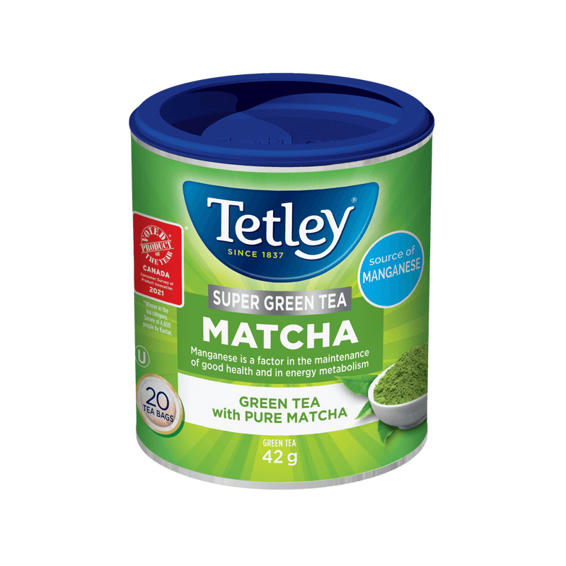 Super Green Matcha canister with 20 tea bags. 