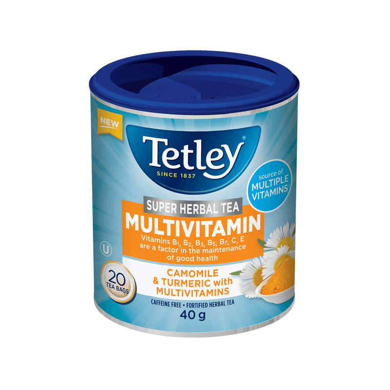 Super Herbal Multivitamin canister with 20 tea bags. 